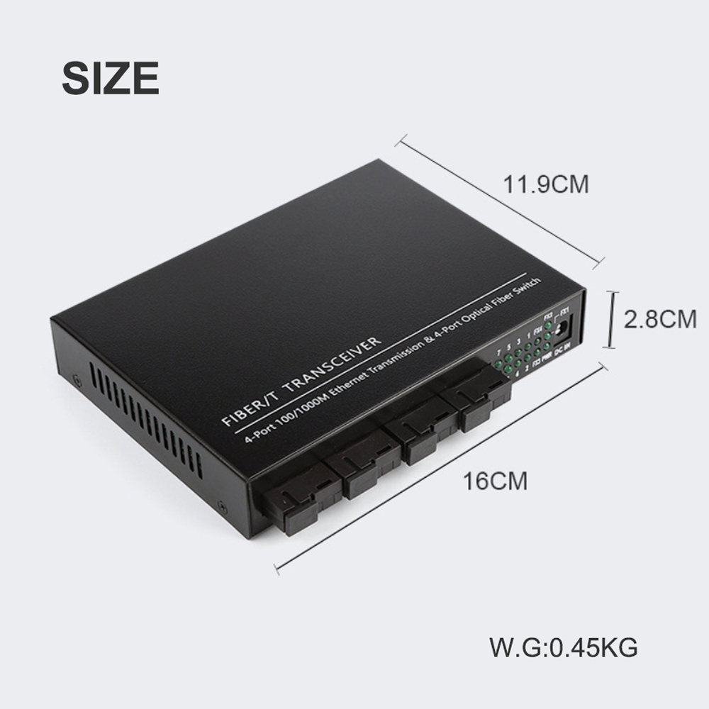 4 Fiber 4 Ethernet Fiber Switch Industrial Optical Switch for CCTV Network