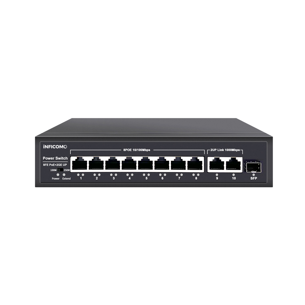 Multi-Layer Protection 8*100M PoE Port+2*1000M Uplink RJ45 Port+1*SFP Smart PoE Switch