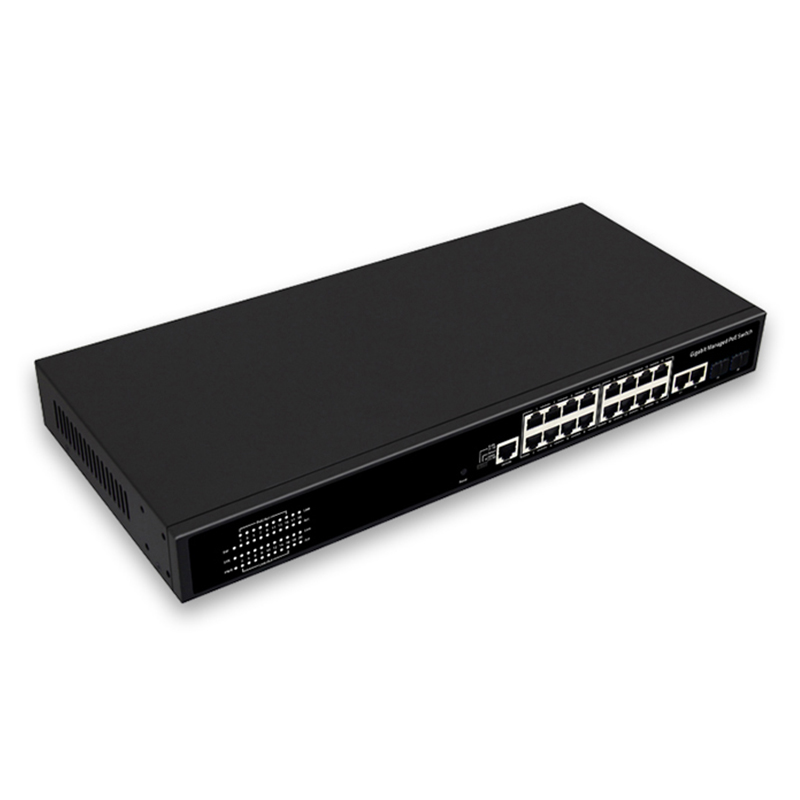 16 Port Managed POE Switch Gigabit 150W/300W 2 SFP L2 SNMP QoS 40Gbps Bandwidth Easy to Manage Network Switch