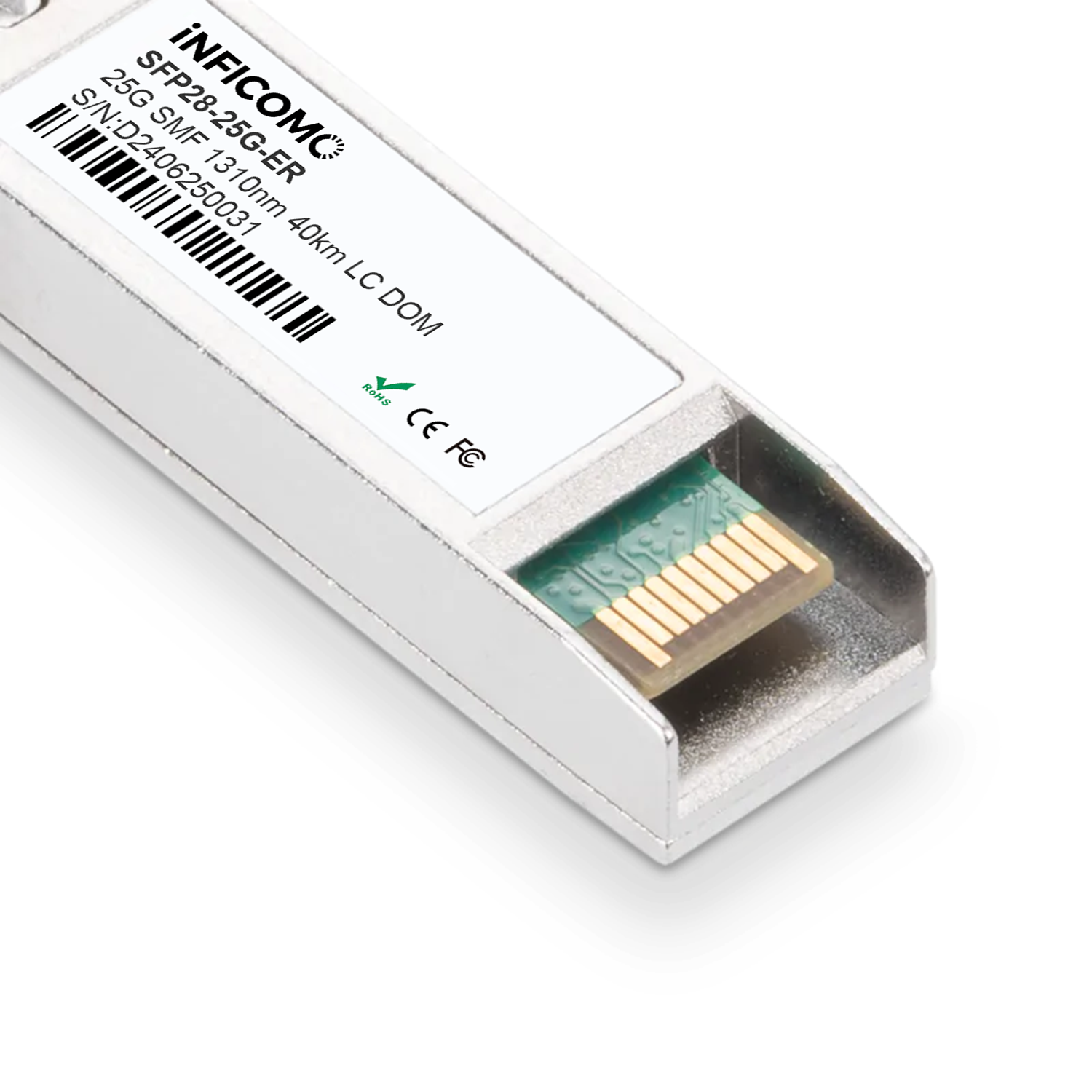 24-Month Warranty SFP28 25GBASE-ER 1310nm 40km DOM Duplex LC SMF Fiber Optic Transceiver