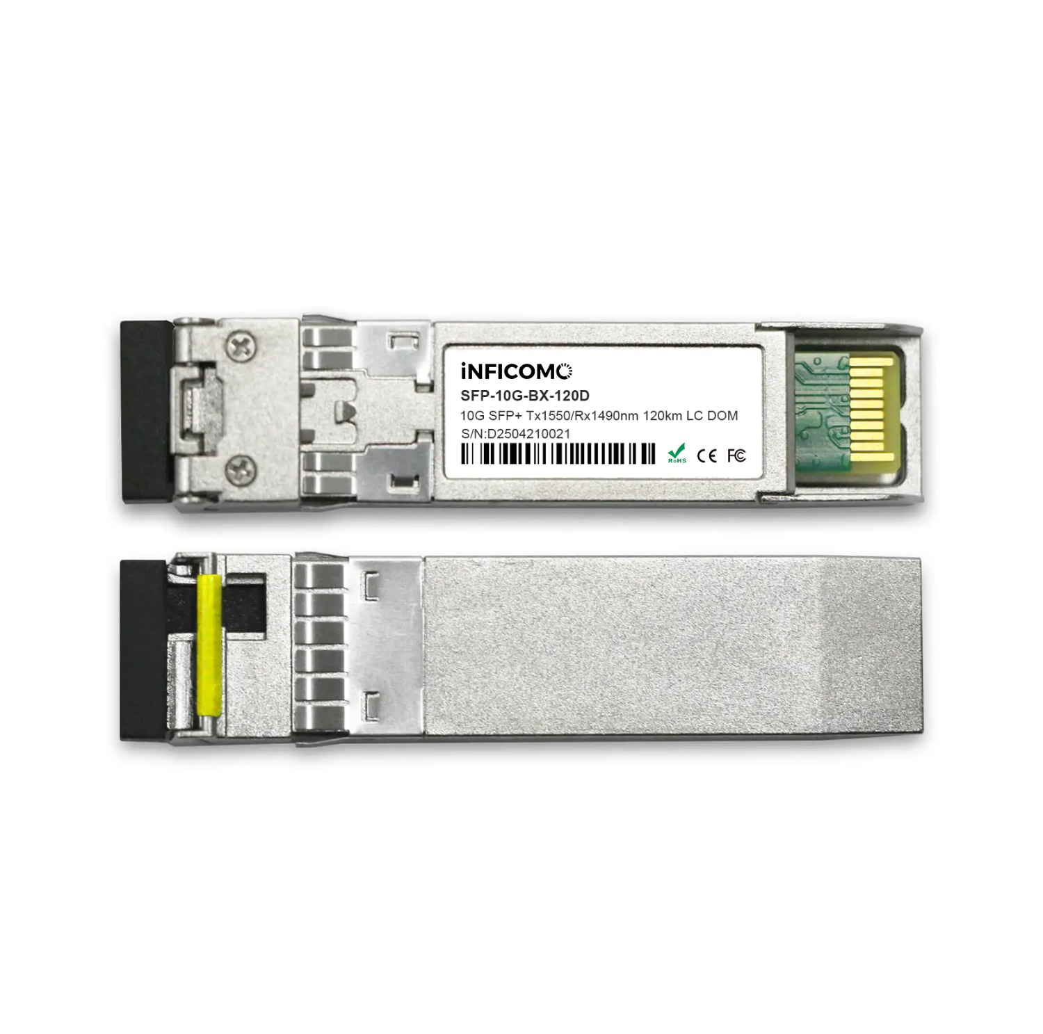 10G BiDi SFP+ 1490/1550nm 120KM DDM Simplex LC Single-Mode Fiber Optical Transceiver Module
