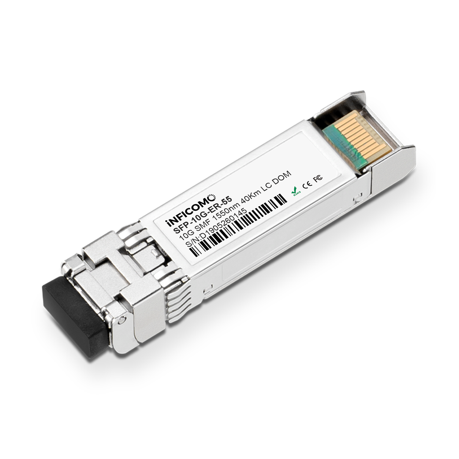 Plug-and-play 11.3Gbps 1550nm 40km SM SFP+ Fiber Optic Transceiver