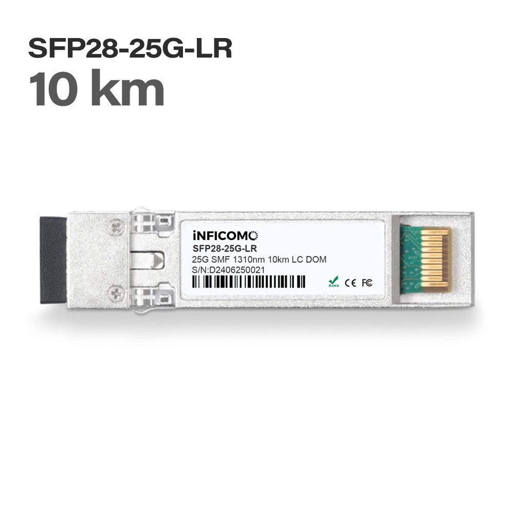 SFP28-25G-LR Compatible 25GBASE-LR 1310nm 10km DOM Supported Duplex LC/UPC SMF Fiber Optic Transceivers 25G