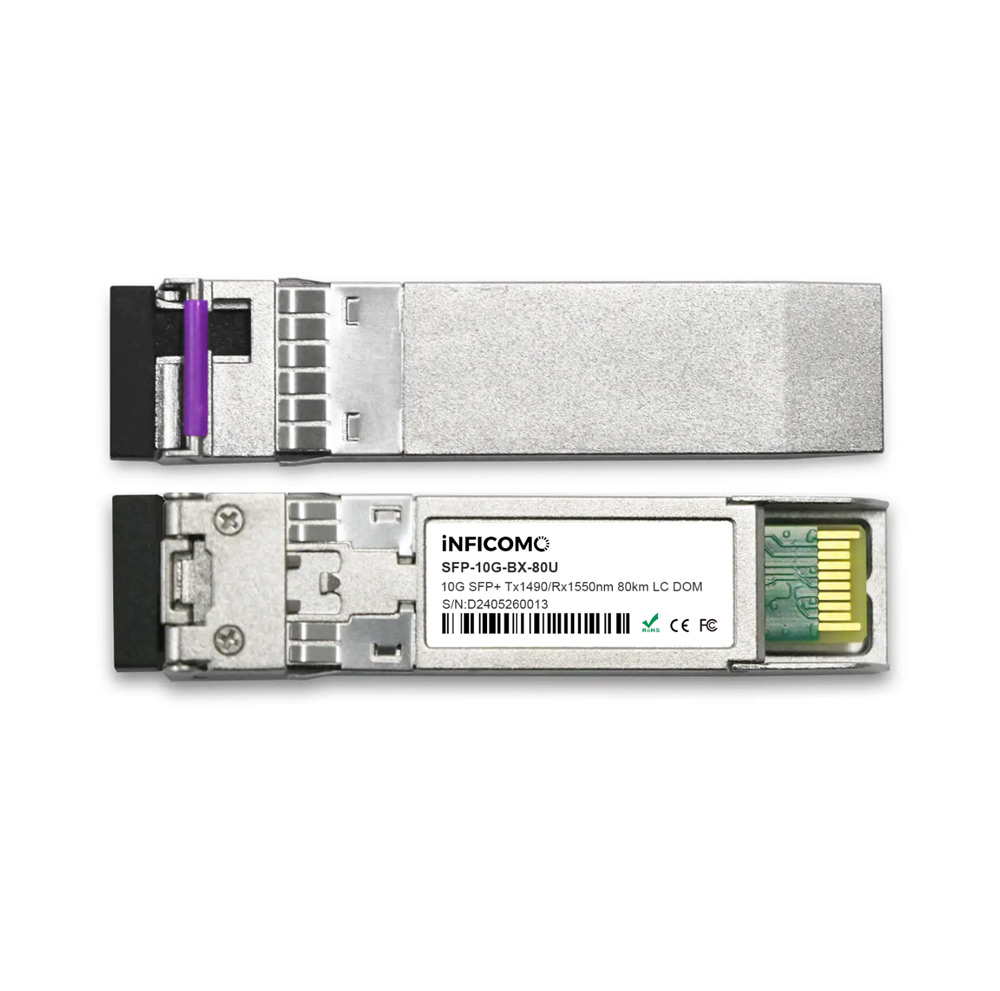 10G SFP+ BIDI 80km 1490/1550nm LC Connector SMF Optical Transceiver Module