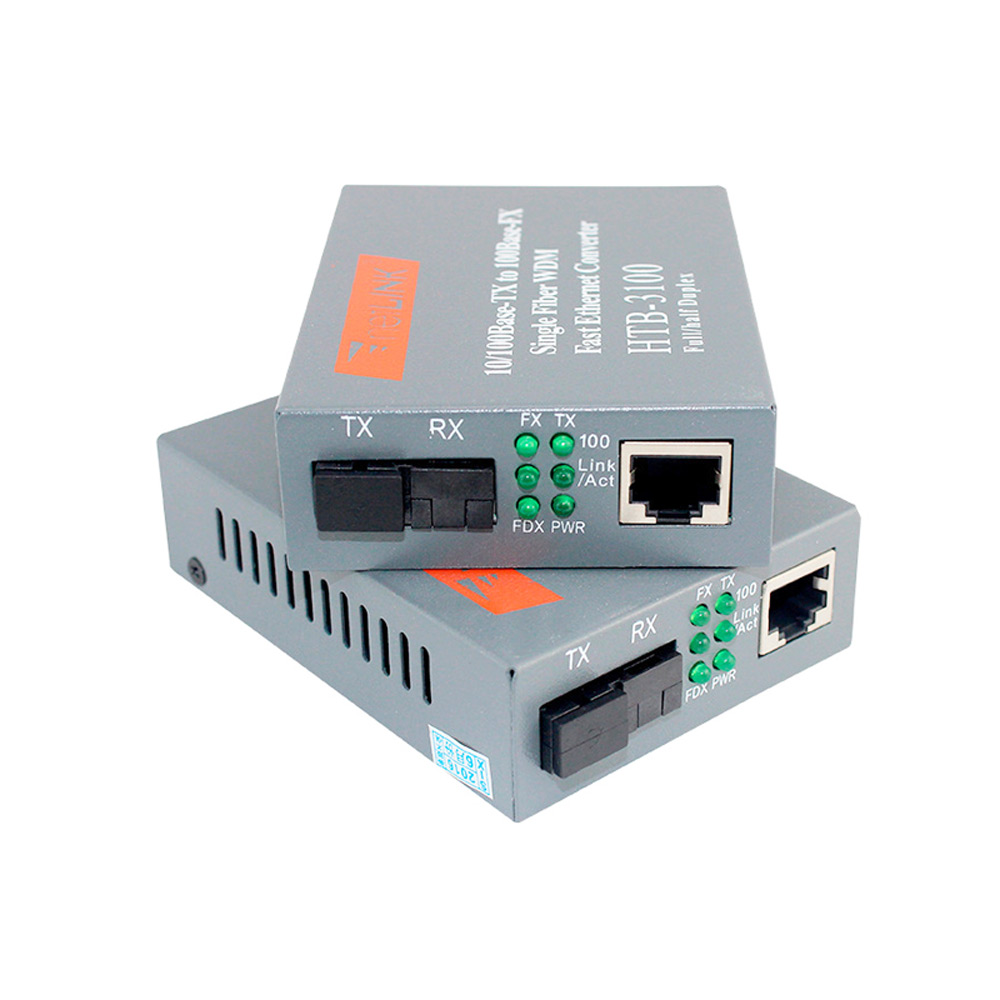 Fiber Media Converter 10/100Mbps, 1 Simplex SC + 1 RJ45, Single Mode 25km, DC5V Power Supply