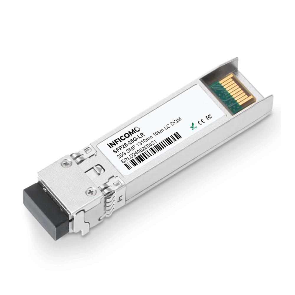 SFP28-25G-LR Compatible 25GBASE-LR 1310nm 10km DOM Supported Duplex LC/UPC SMF Fiber Optic Transceivers 25G