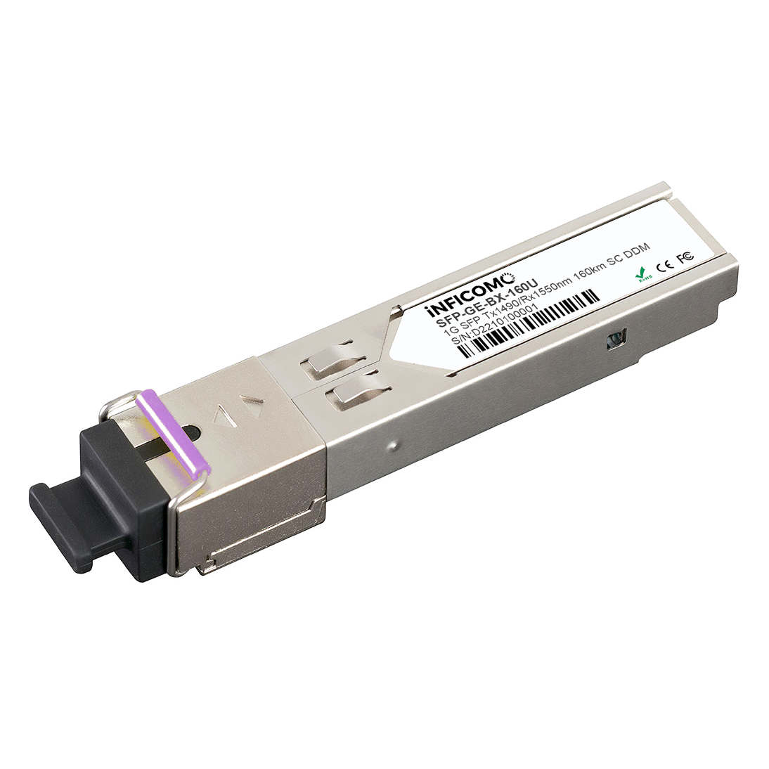INFICOMO Fiber Optical Transceiver 1.25G BIDI SFP 1490nm/1550nm 160km SC DDM Single Fiber Single Mode FTTx 3 Year Warranty