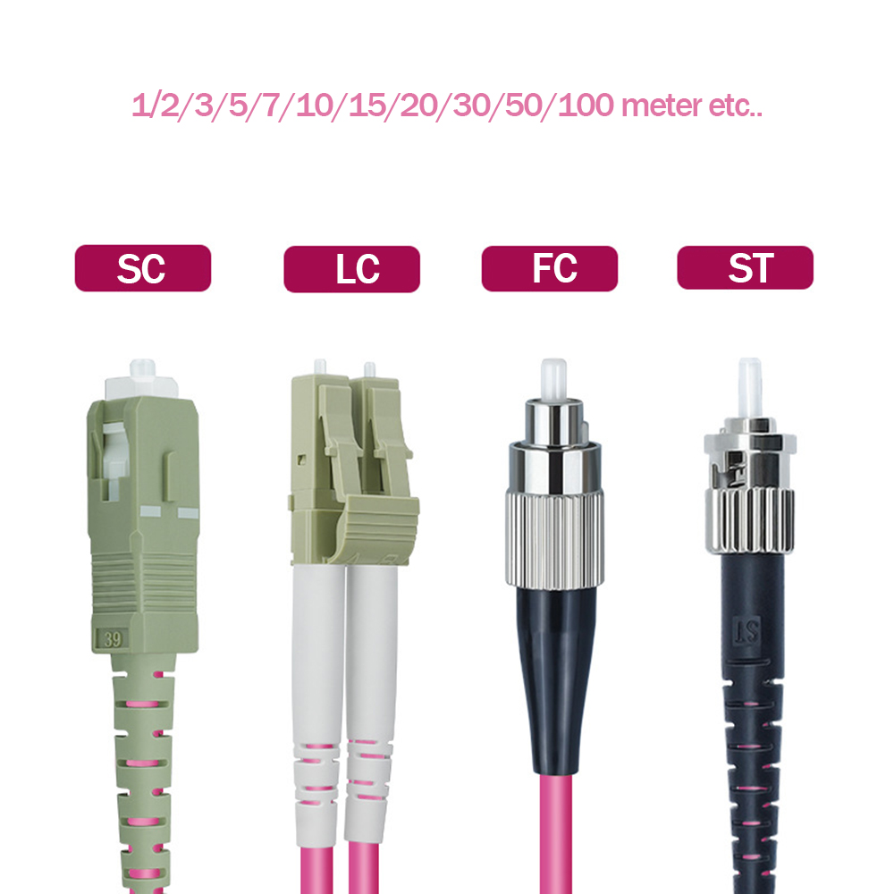High Quality Fiber Patch Cords with (SC/LC/FC/ST) Custom Lengths Fast Shipping OM4 Multimode Dual-fiber Fiber Patch Cord