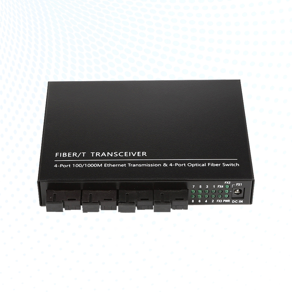 4 Port Fiber Media Converter 4FE to 4FX 10/100/1000M Fiber Optical Converter SC
