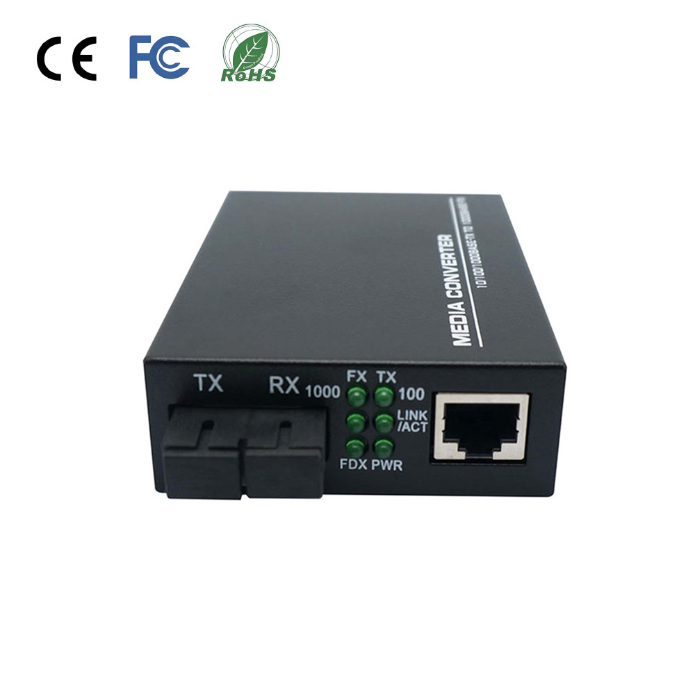 10/100/1000Mbps Dual Fiber Gigabit Fiber Media Converter 20km Single Mode Duplex SC DC5V