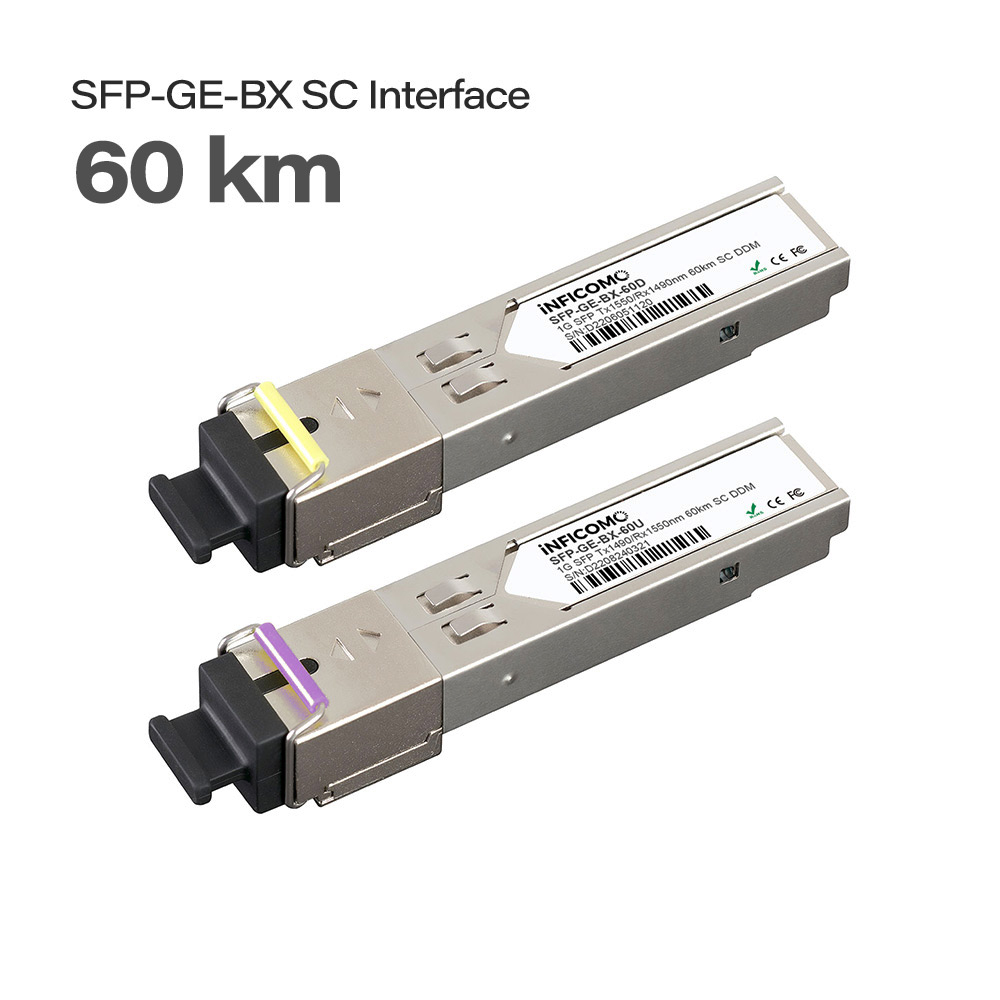 SFP 1.25G BIDI SC 60km 1490nm/1550nm Single Mode Fiber Optic Transceivers