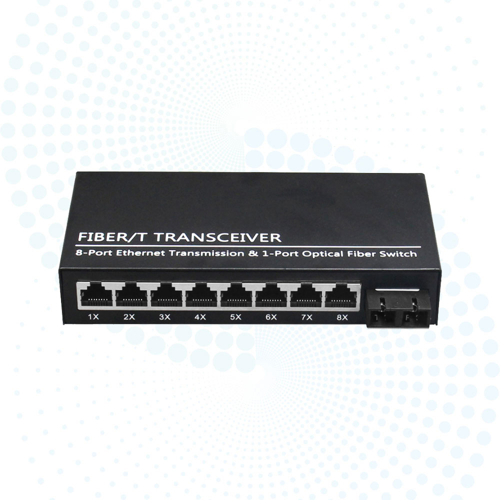Wholesale 1000Base-Fx to 8*10/100/1000Base-Tx Gigabit Media Converter 20km SC DC12V