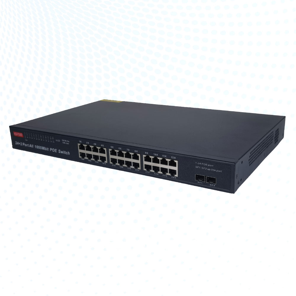 24 Port Gigabit PoE Switch with 2 Gigabit Sfp Ports 450W 52v for CCTV AP