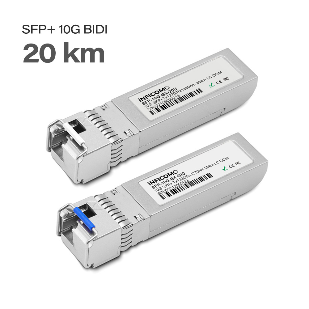 10G SFP+ BIDI 20km 1270nm/1330nm LC DDM WDM Fiber Optic Transceivers