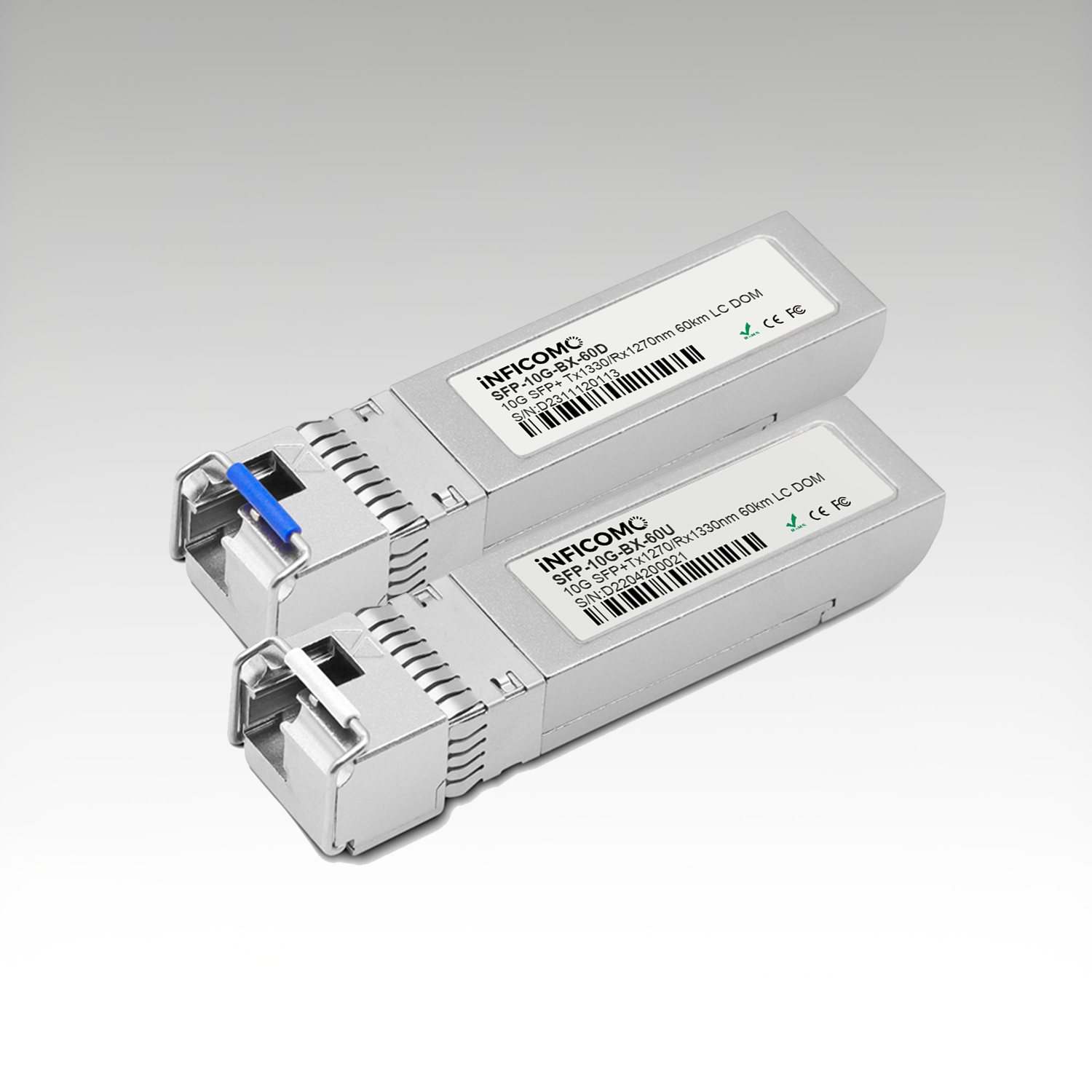 10G BIDI SFP+ Transceiver WDM 1330/1270nm LC 60KM SMF Fiber Optic Transceivers