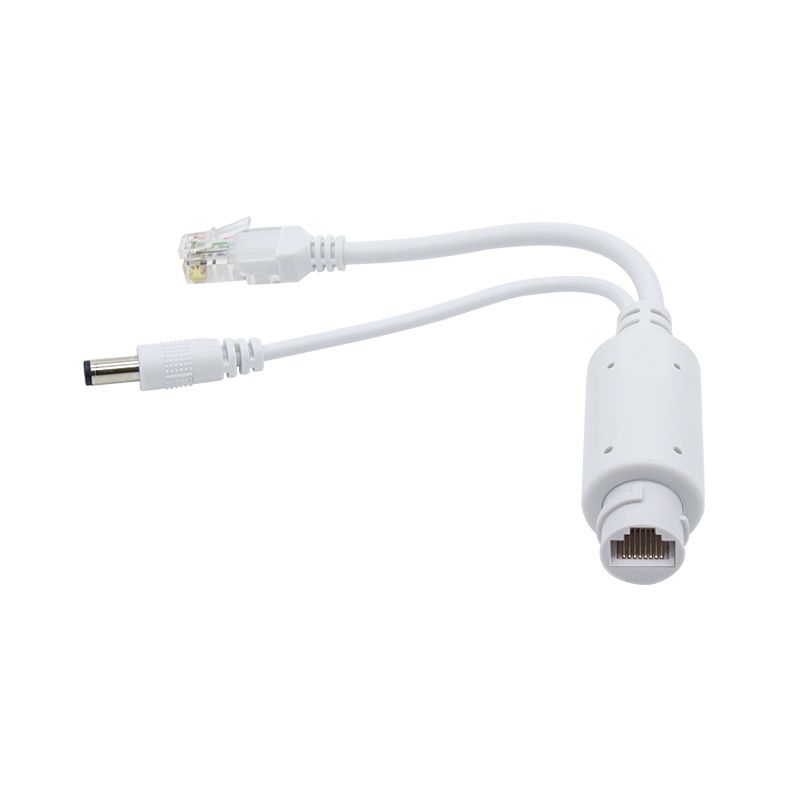 IEEE802.3 AF/AT 10/100Mbps 48V to 12V 1.2A White Waterproof PoE Splitter Adapter with 12 Months Warranty