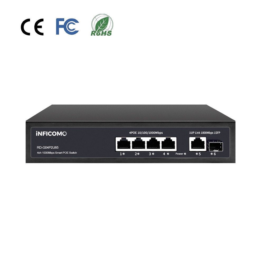 4+1+1 Port Full Gigabit PoE Switch 12Gbps High Speed Waterproof Enterprise for CCTV