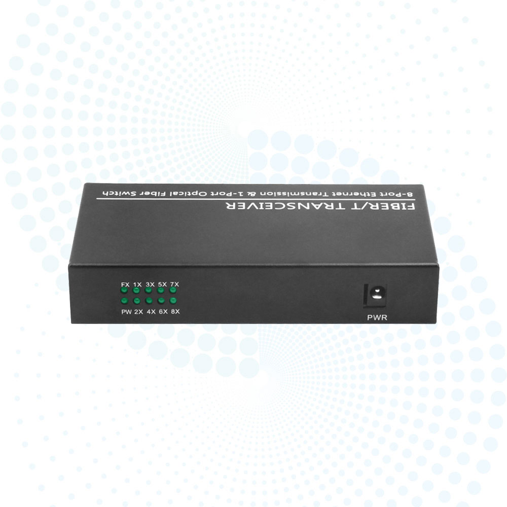 1*100Base-Fx to 8*RJ45 Fiber Media Converter Single Mode 20km SC 10/100Mbps Ethernet Converter DC12V
