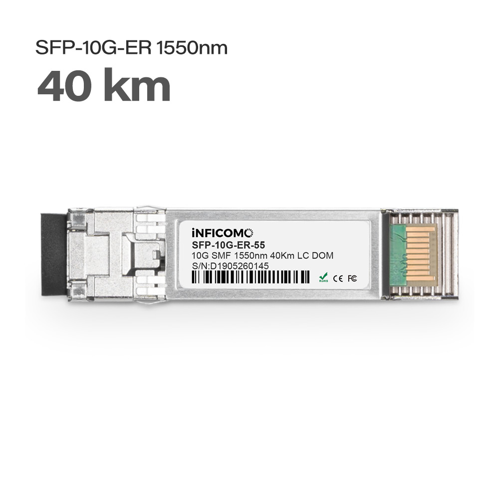 Dual Fiber SFP+ 11.3Gbps ER SMF Optical Transceiver Module with 40km Range 1550nm DOM Supported 2-Year Warranty