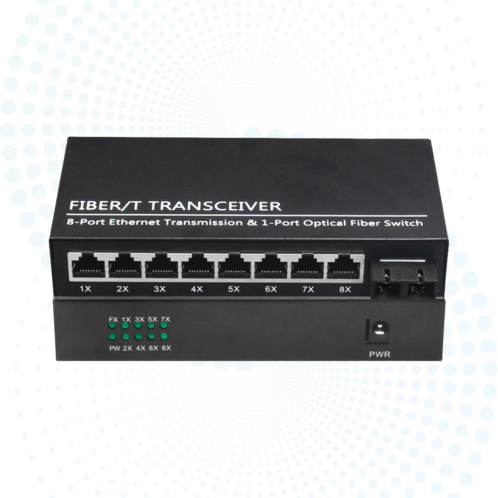 Wholesale 1000Base-Fx to 8*10/100/1000Base-Tx Gigabit Media Converter 20km SC DC12V