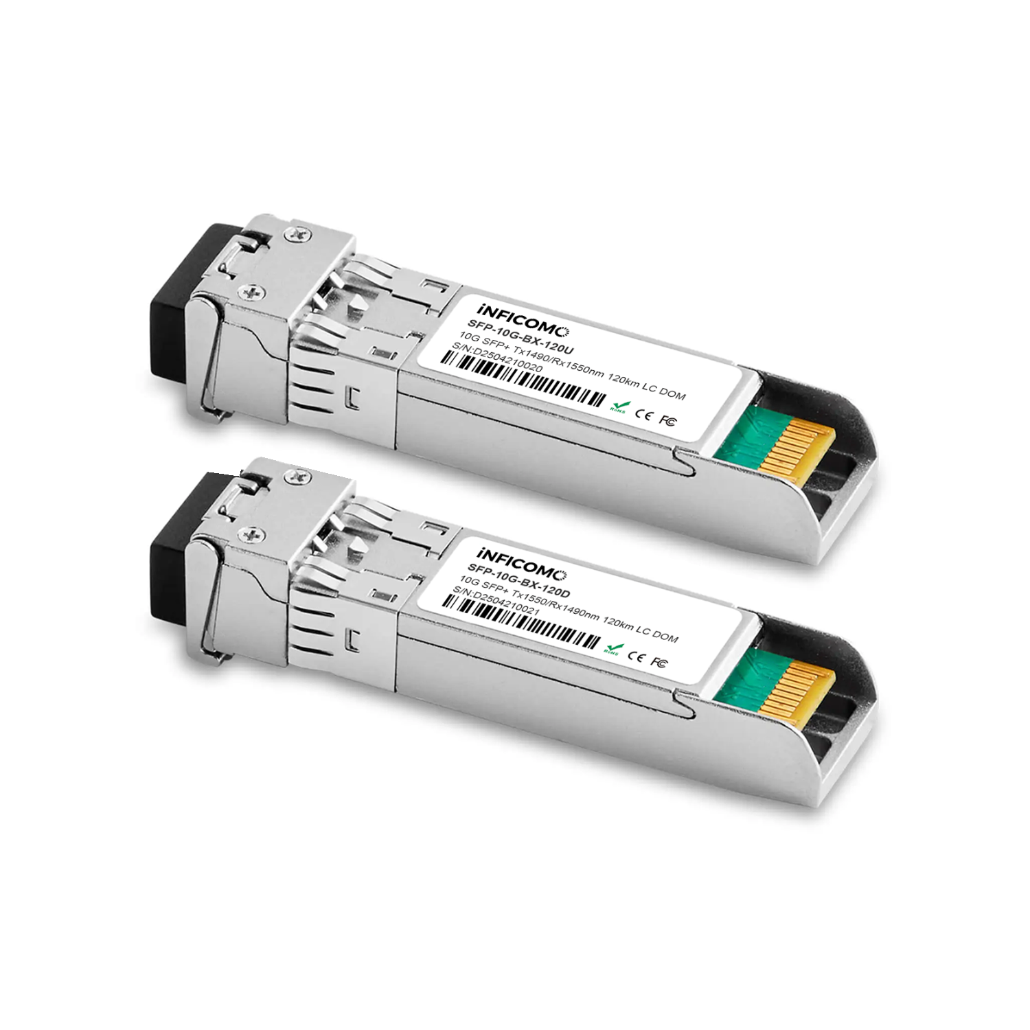 10G BiDi SFP+ 1490/1550nm 120KM DDM Simplex LC Single-Mode Fiber Optical Transceiver Module