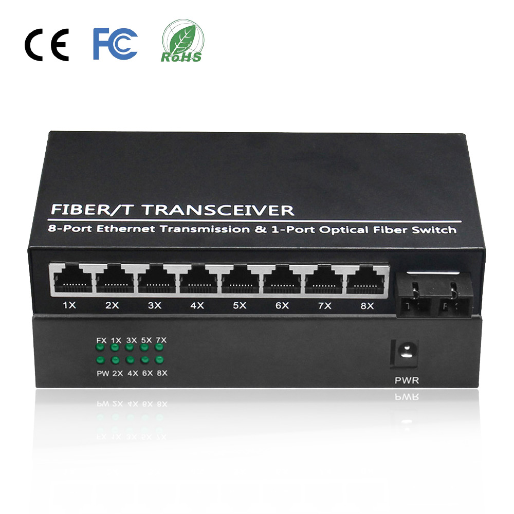 Factory Price Inficomo 1FX 8TX Gigabit Fiber to Ethernet Converter 20km SC 10/100/1000Mbps CE Certified
