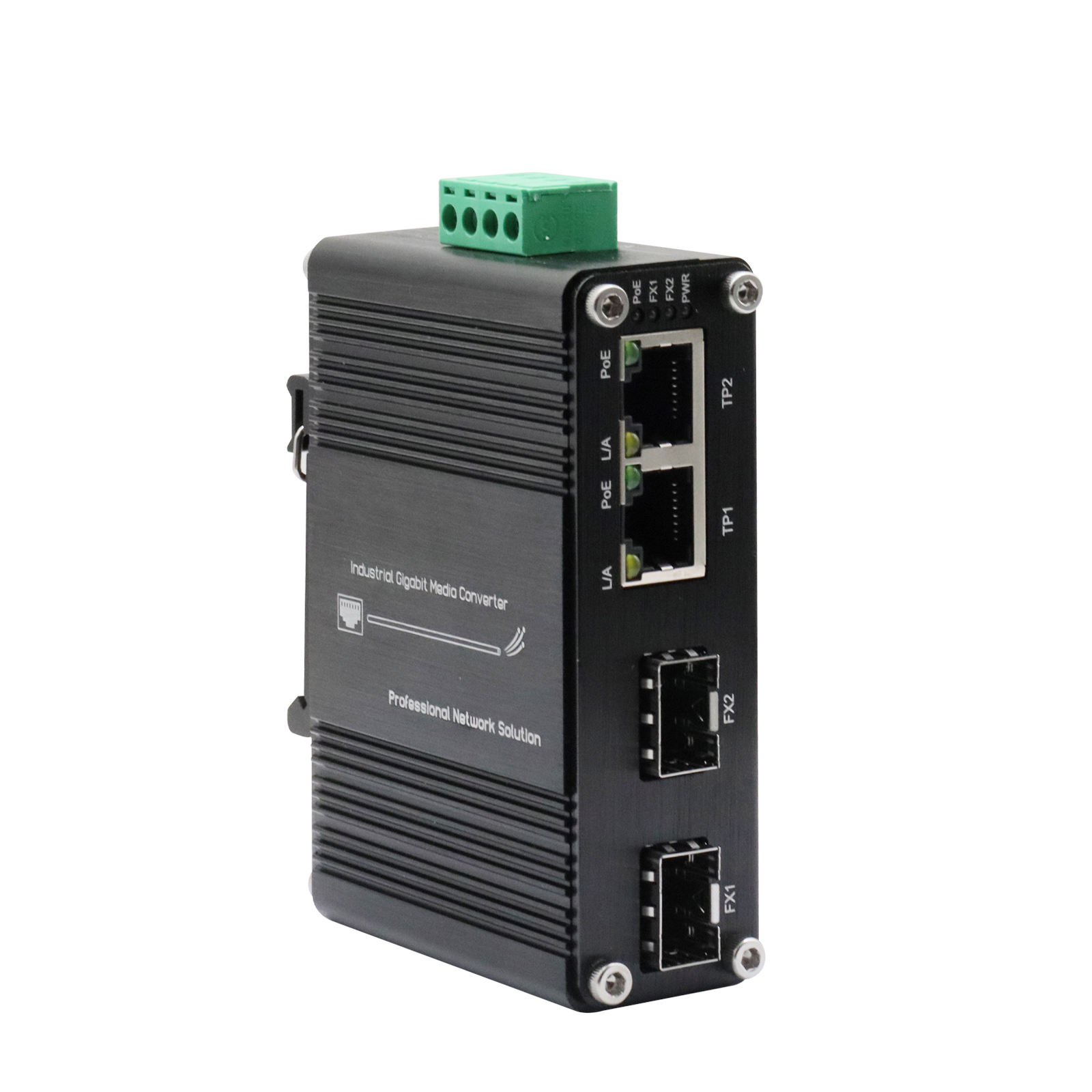 Mini Industrial 2-Port 10/100/1000Mbps IEEE 802.3af/at 189W PoE + 100/1000Base-X SFP Ethernet Switch with QoS and SNMP