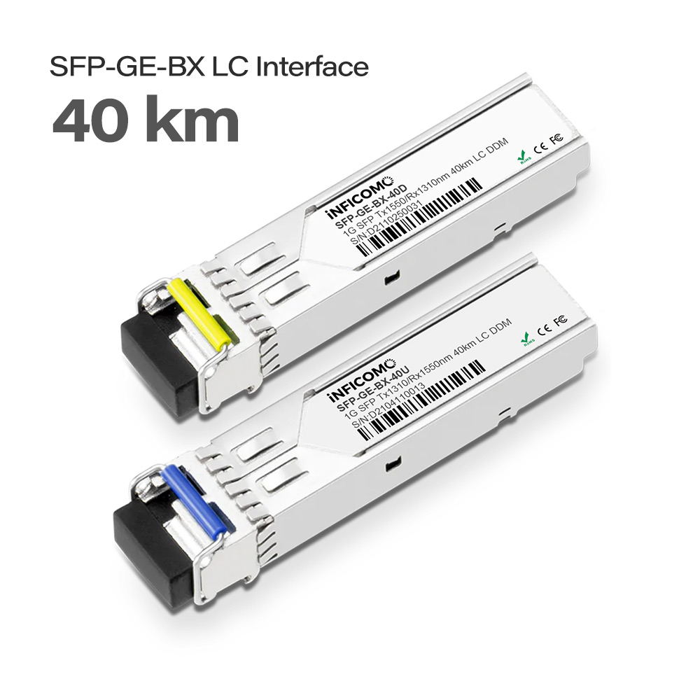 1.25G SFP BIDI 40km 1310nm/1550nm LC Connector WDM Simplex Optical Transceiver Module Mini MOQ