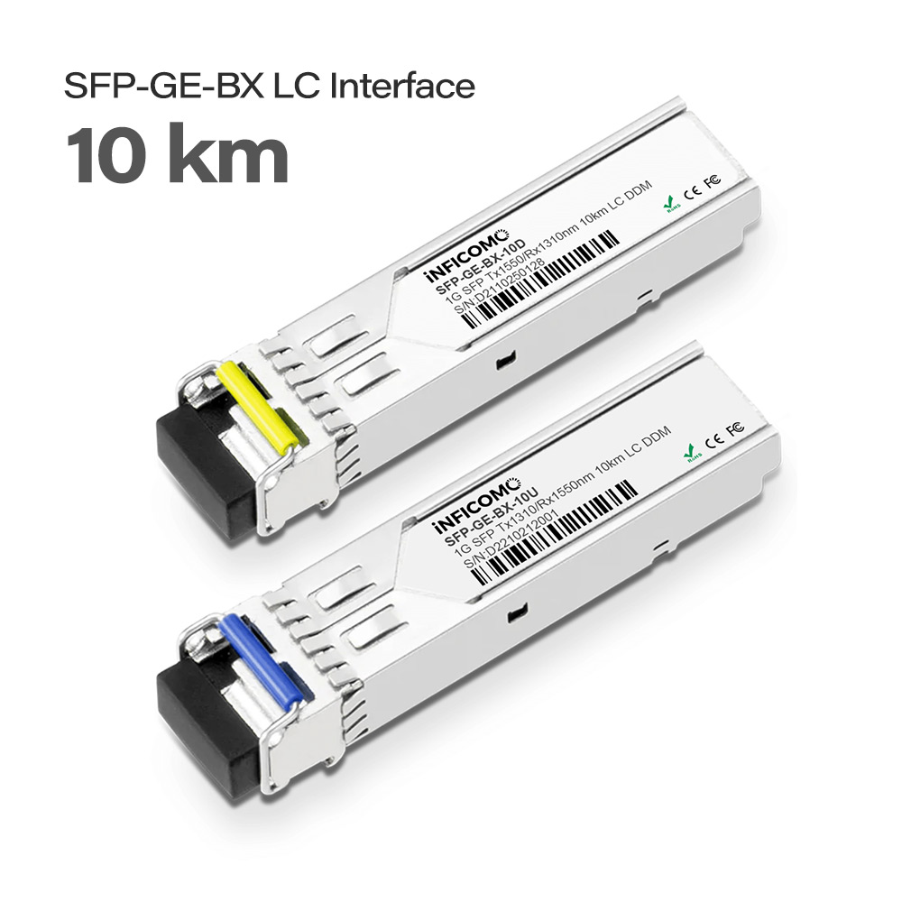 Small MOQ 1.25G Mini SFP BIDI 10km Fiber Optic Transceiver 1310nm/1550nm LC DOM Supported SFP Module INFICOMO SFP--BX-L10 FTTx
