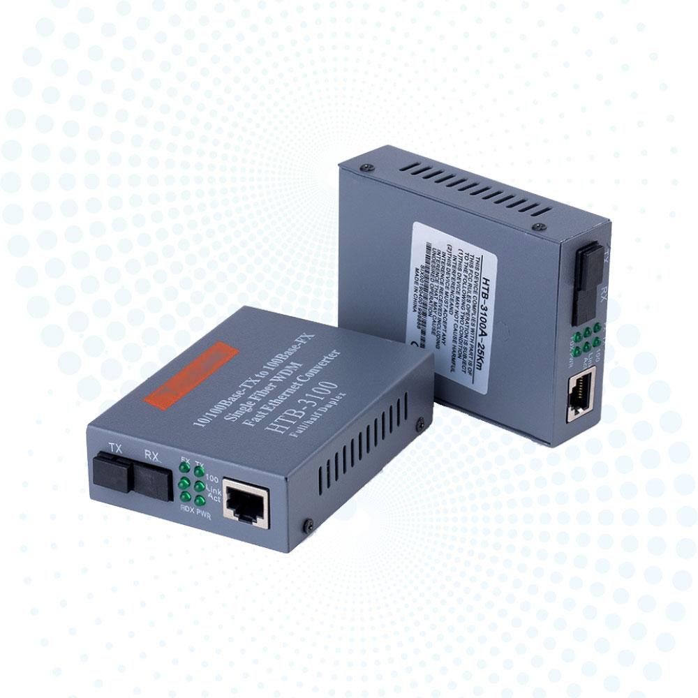 Single Mode Single Fiber SC Port a 1310nm-TX, B 1550nm-TX HTB-3100AB 25KM AB 10/100Mbps Fiber Optical Media Converter