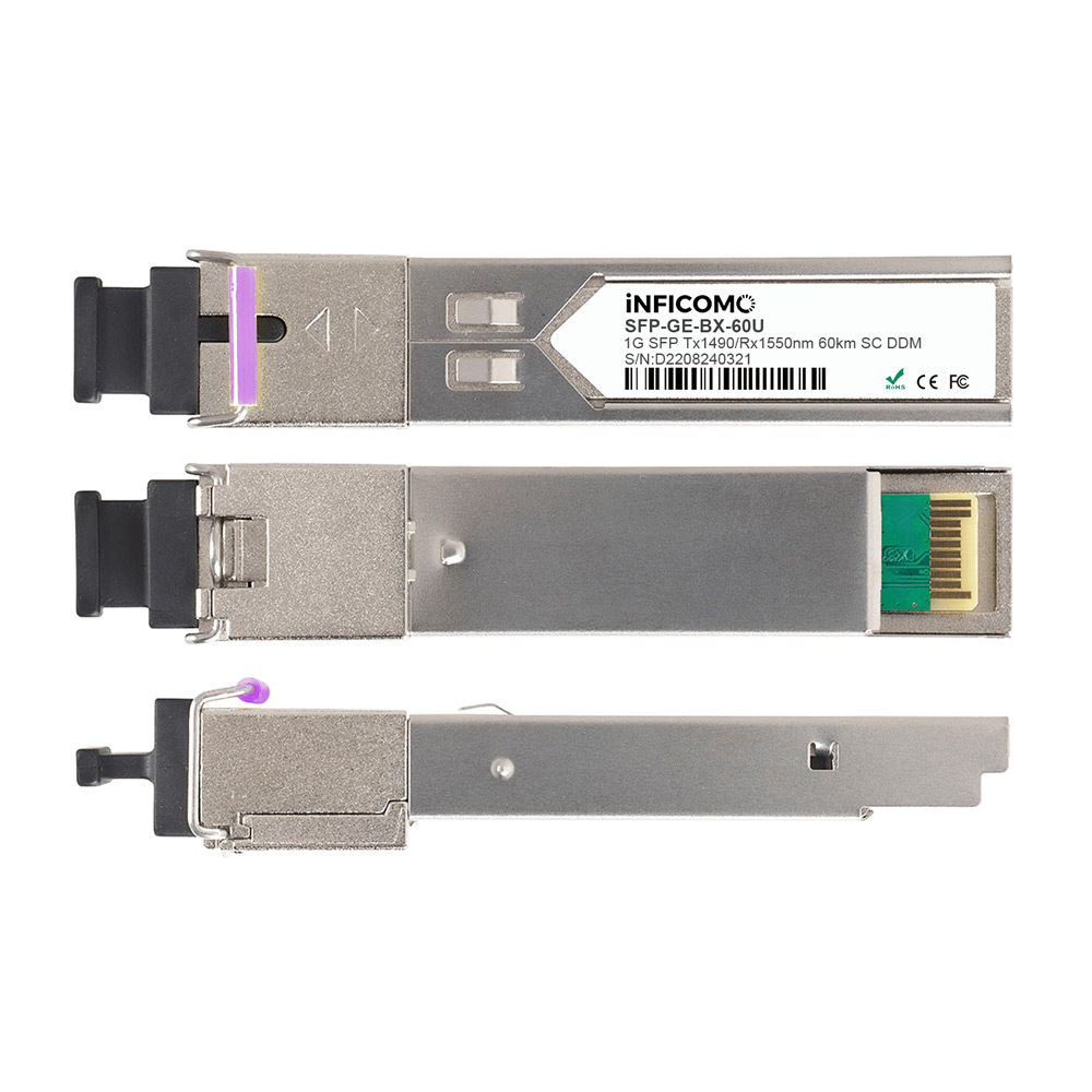 SFP 1.25G BIDI SC 60km 1490nm/1550nm Single Mode Fiber Optic Transceivers