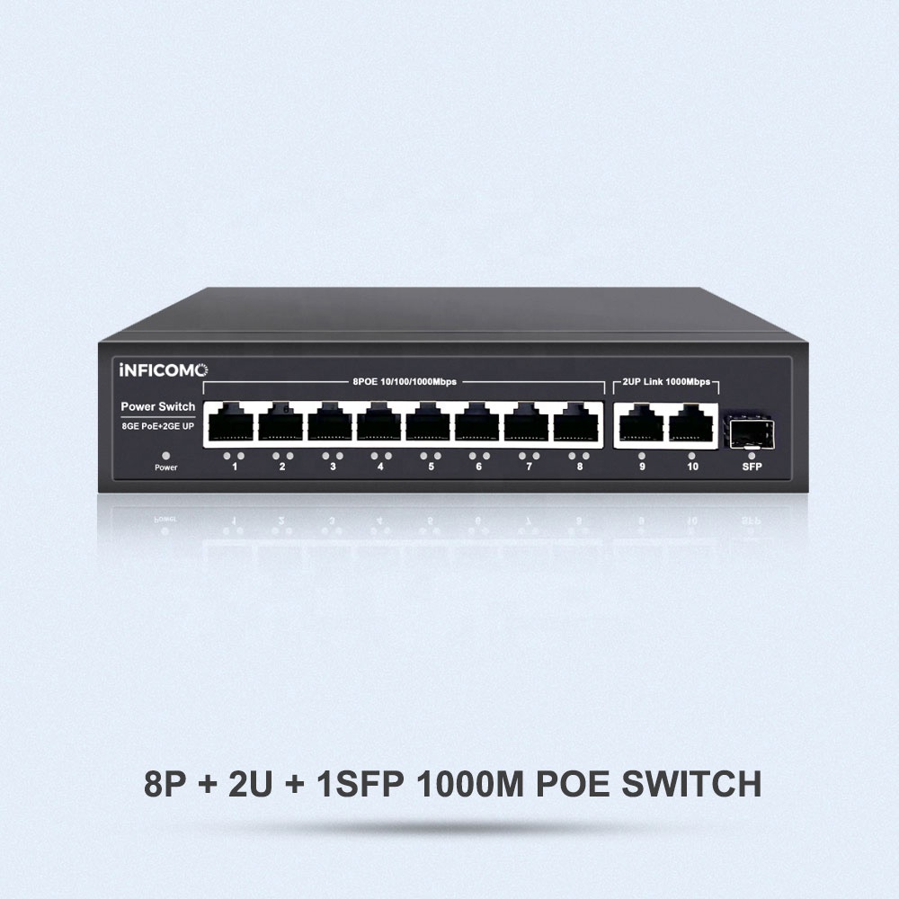 120W 8+2+1SFP Ports 10/100/1000M PoE Switch with 22Gbps Capacity for AP and IP Camera