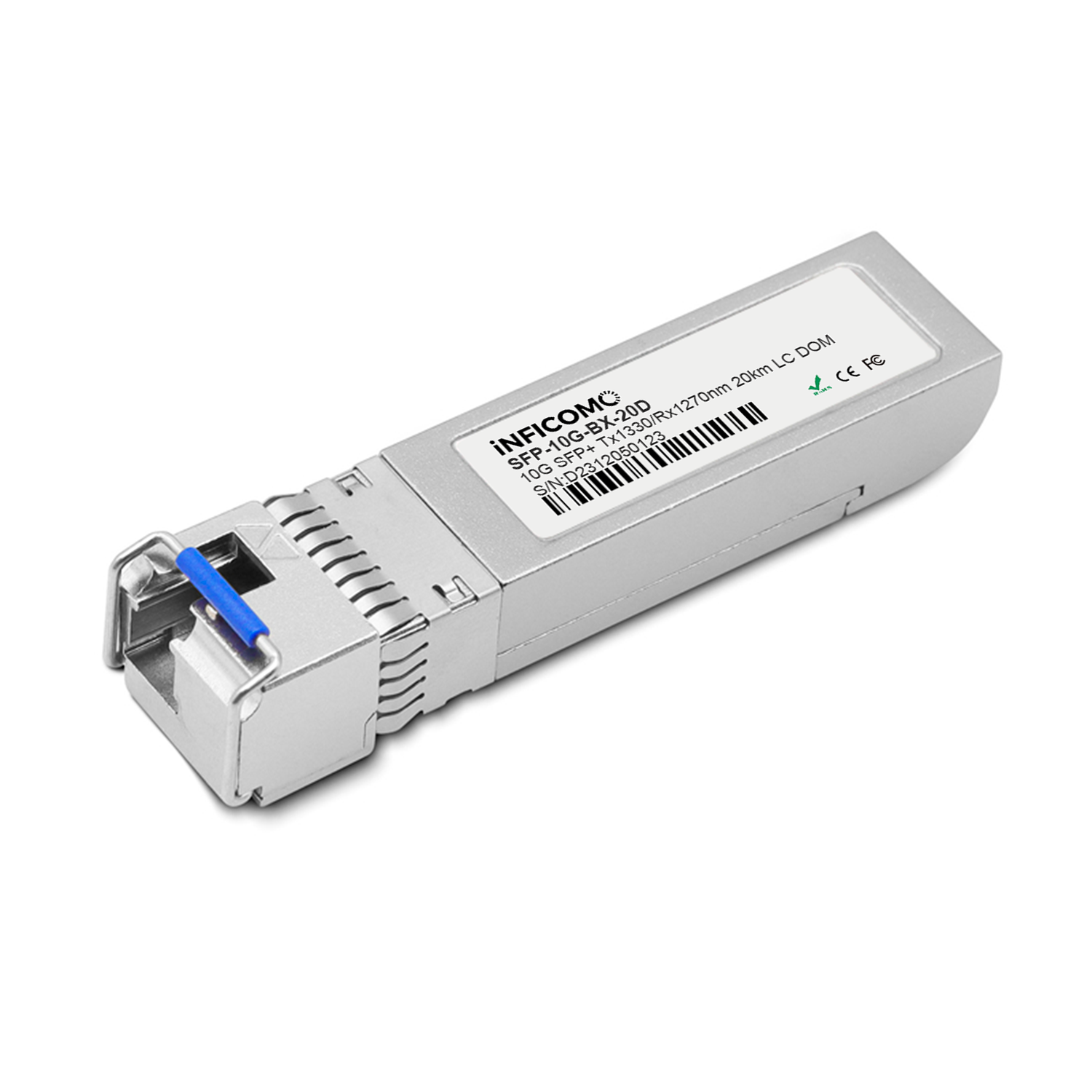 10G SFP+ BIDI Single Mode Fiber Optic Transceivers Module Tx1270nm Rx1330nm 10G 20km WDM