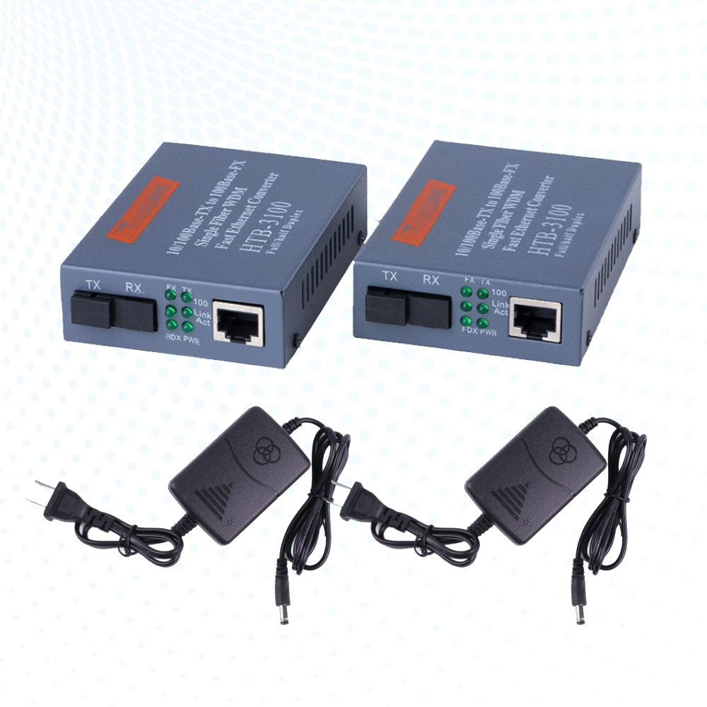 Single Mode Single Fiber SC Port a 1310nm-TX, B 1550nm-TX HTB-3100AB 25KM AB 10/100Mbps Fiber Optical Media Converter