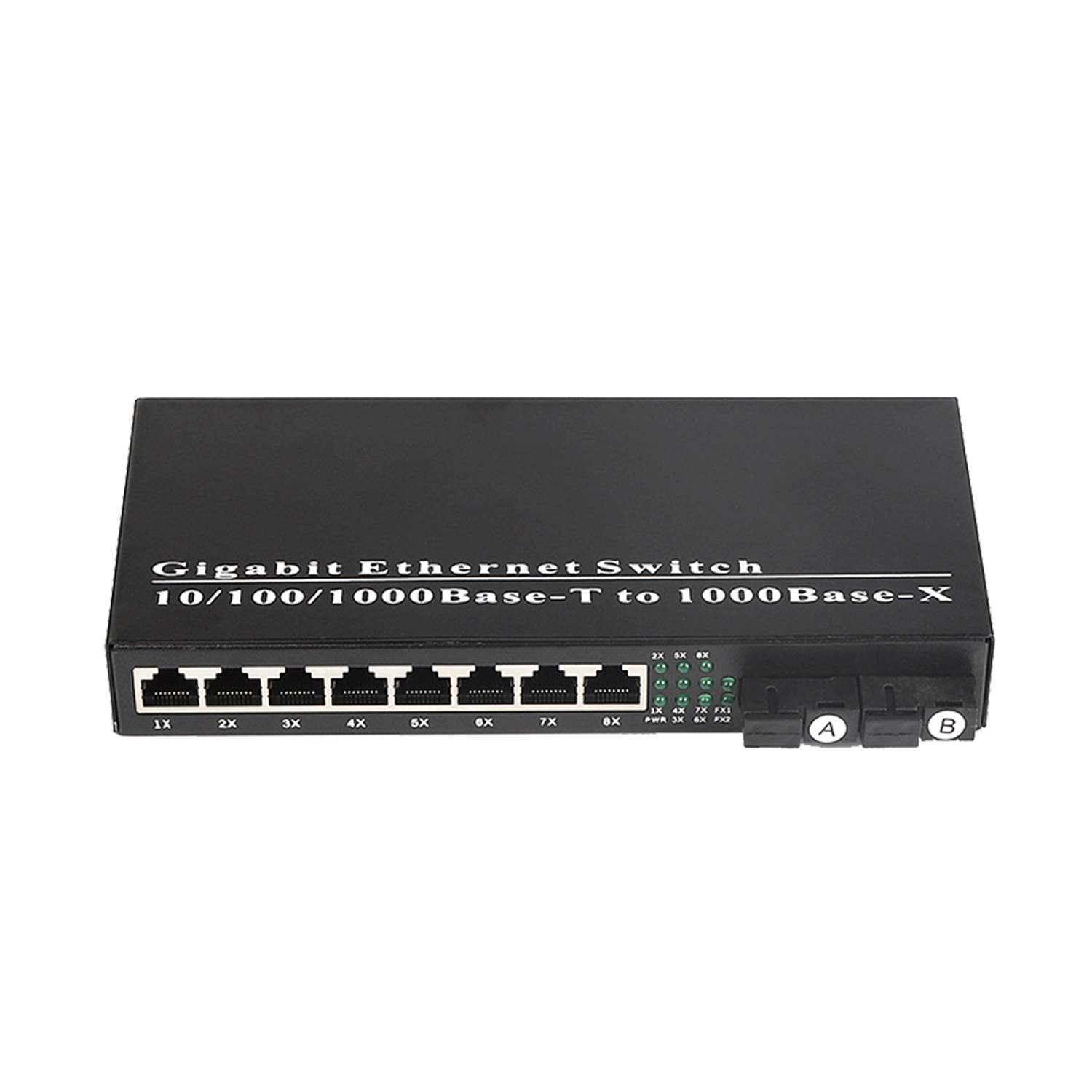 Fiber Optical Media Converter Self-adaptive 10/100/1000Mbps FTTH 2 SC to 8 RJ45 SM Single Fiber 20km