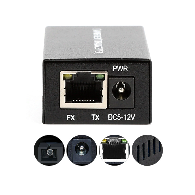 Mini Optical Fiber Transceiver 10/100/1000M Single Mode Simplex SC RJ45 Converter Gigabit 20KM Media Converter