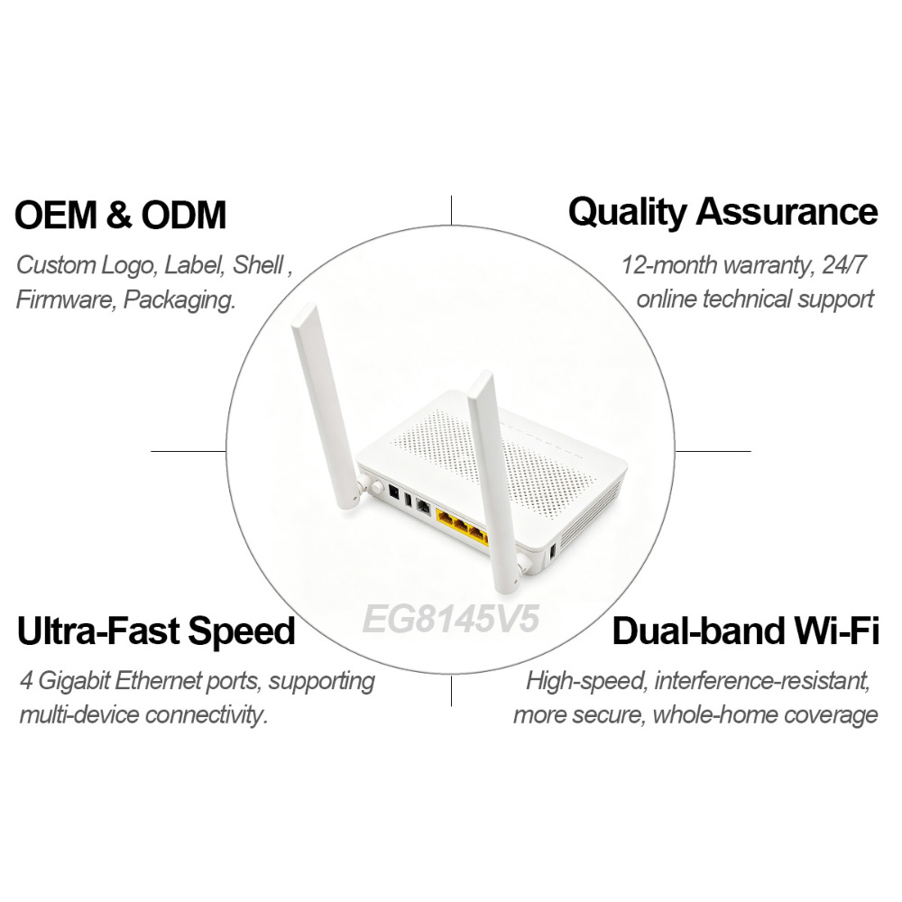 GPON ONU EG8145V5 Dual Band WiFi 4GE Fiber ONT Modem with USB Port