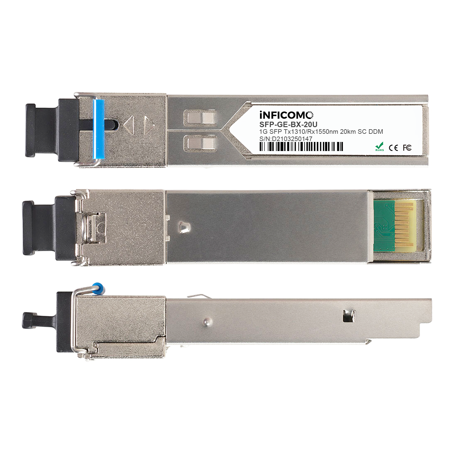 Stable Supply BIDI SFP 1.25G 20KM Optical Transceiver Module SC Connector 1310/1550nm Fiber Optic Transceivers