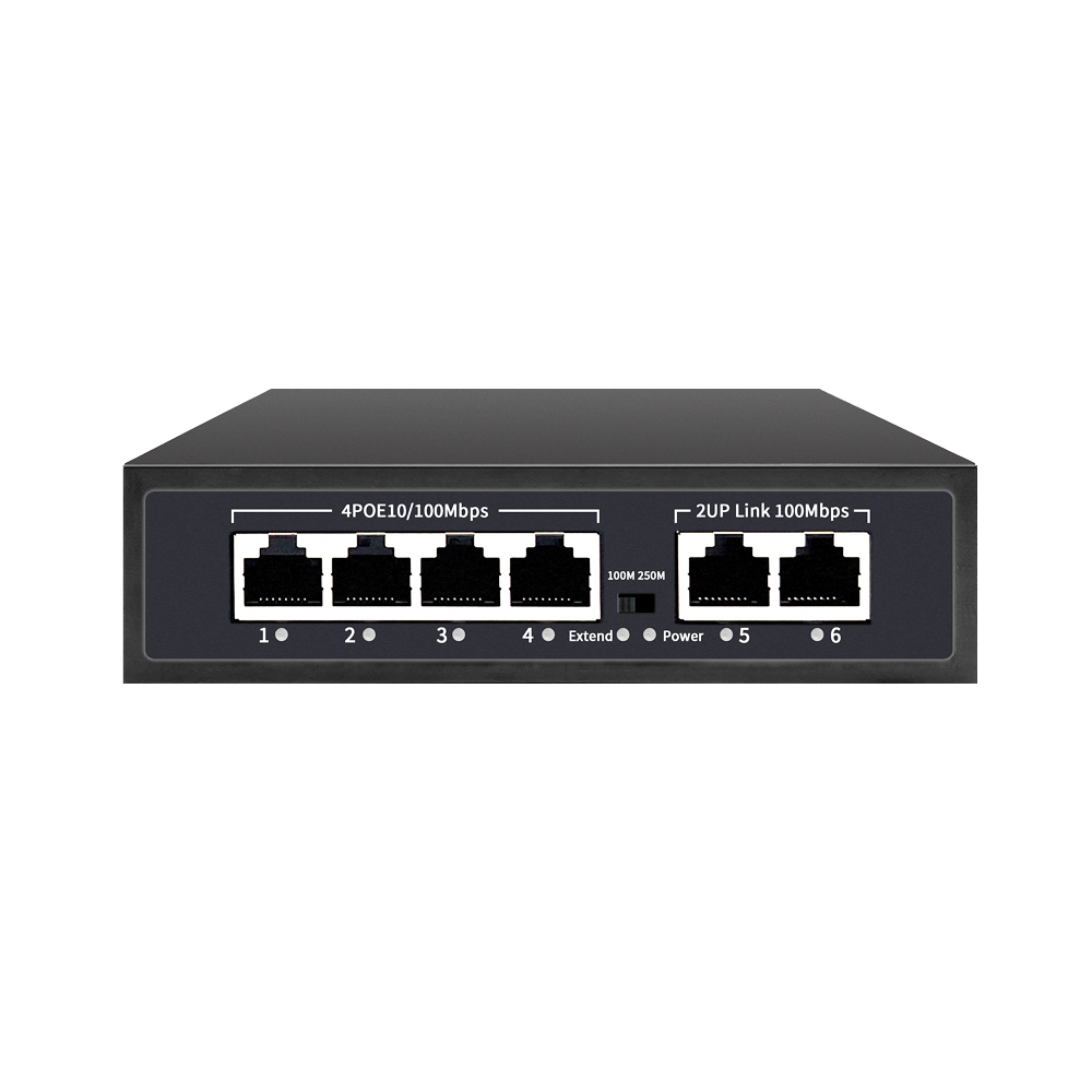 Factory 6 Port Unmanaged Mini POE Switch 4x100M PoE Ports 2x100Mbps Uplink Mini POE Switch for Cctv
