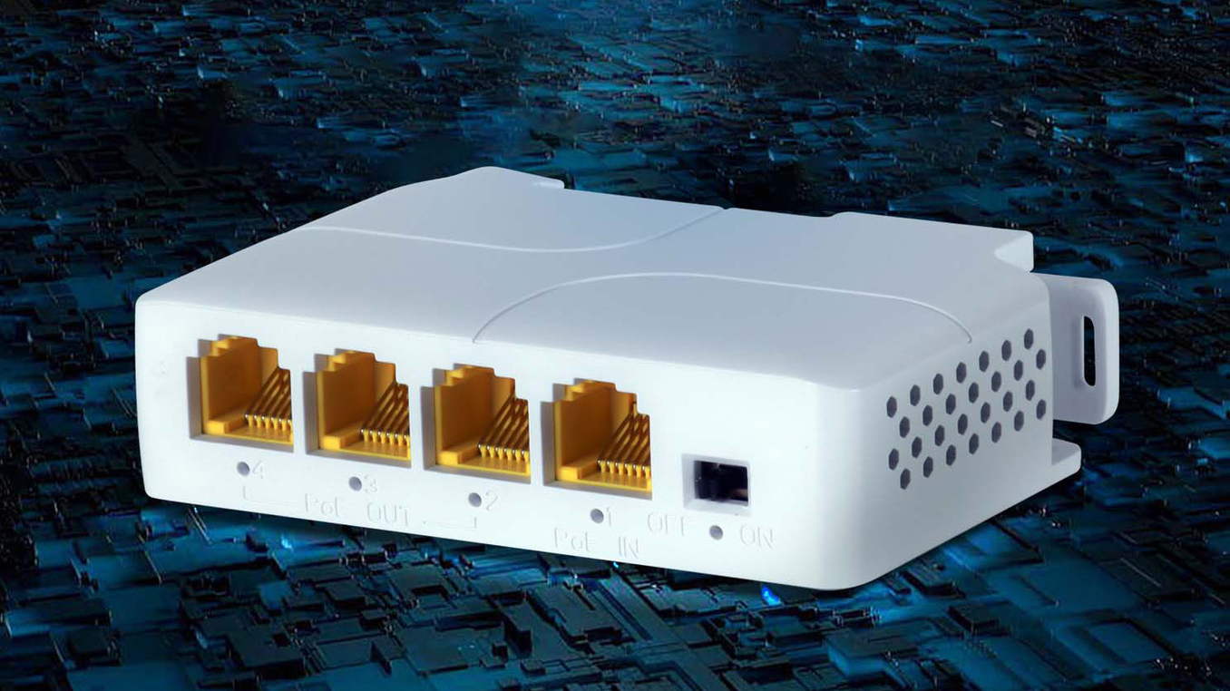Rail-mounted high-power POE Extender