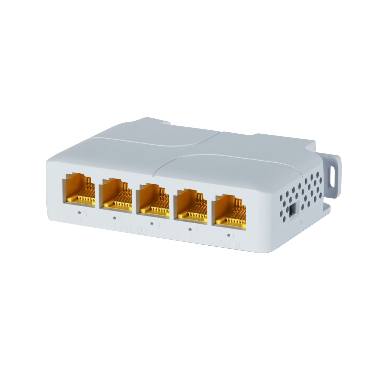 Rail-Mounted 5 Port 1000Mbps IEEE 802.3AF/AT/BT PoE Extender 1 in 4 Out 0~250m for PoE Switch NVR IP Camera