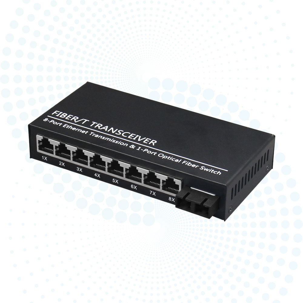 Wholesale 1000Base-Fx to 8*10/100/1000Base-Tx Gigabit Media Converter 20km SC DC12V