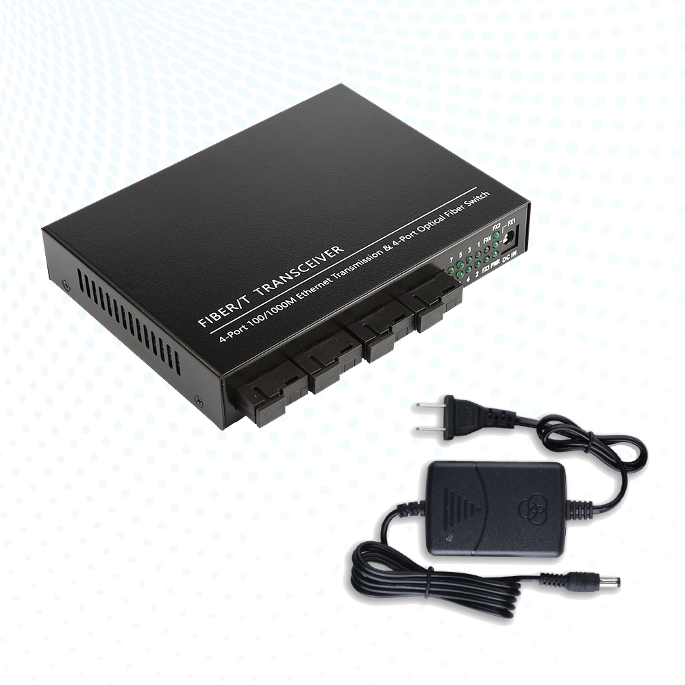 4 Port Fiber Media Converter SC Optical to RJ45 Ethernet Converter for CCTV ISP