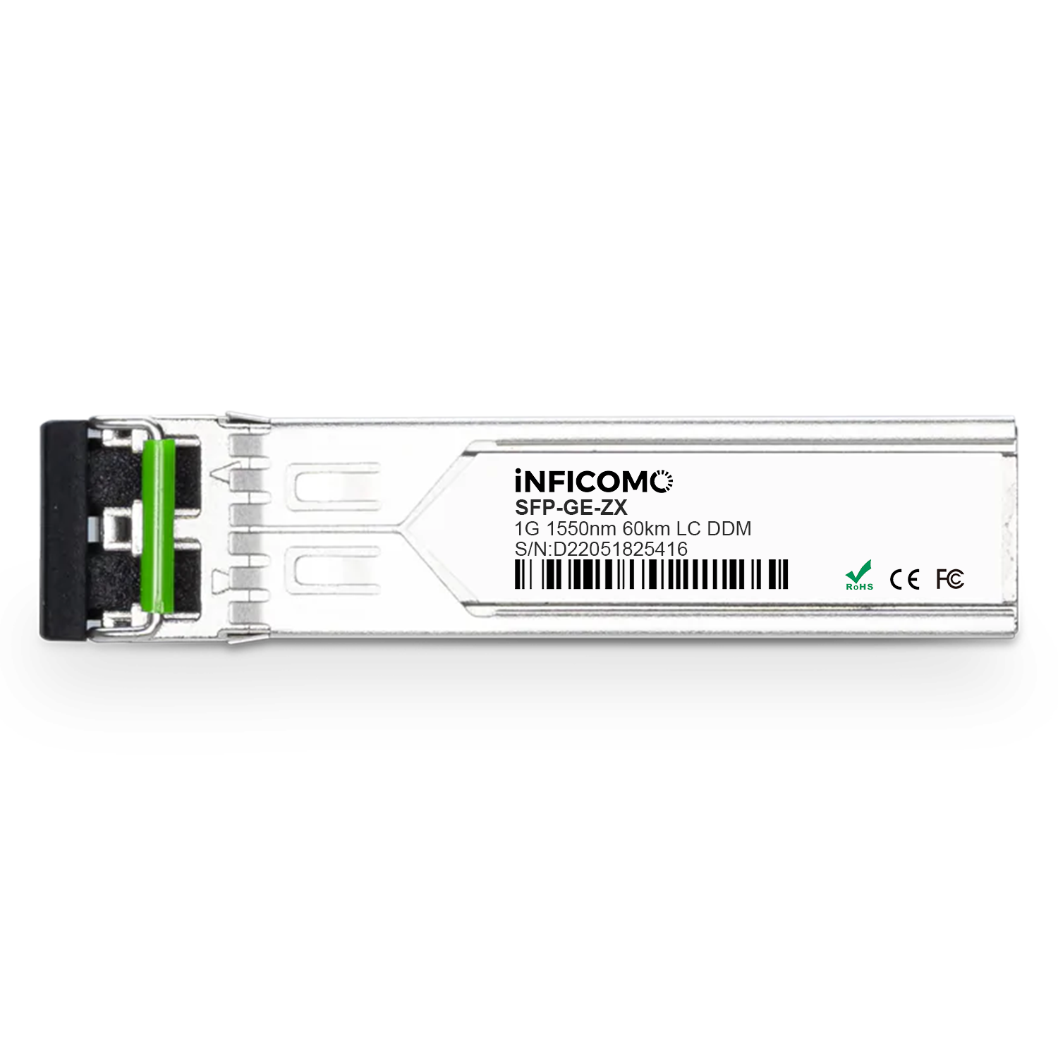 Fiber Optic 1.25Gbps 1550nm 60km Single Mode Dual Fiber LC DDM SFP Transceiver Module Inficomo DOM Supported SFF-8472 Compliant