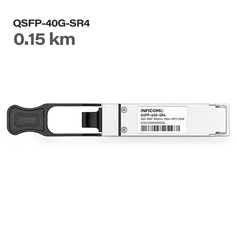 QSFP-40G-SR4 Compatible 40GBASE-SR4 QSFP+ 850nm OM4 150m MPO-12/UPC MMF Fiber Optic Transceiver Module