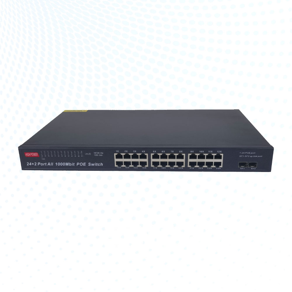 24 Port Gigabit PoE Switch with 2 Gigabit Sfp Ports 450W 52v for CCTV AP