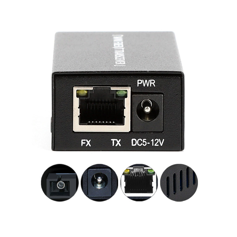 Mini Gigabit Bidi Fiber Media Converter 10/100/1000Mbps 20km Single Mode Simplex SC DC5V