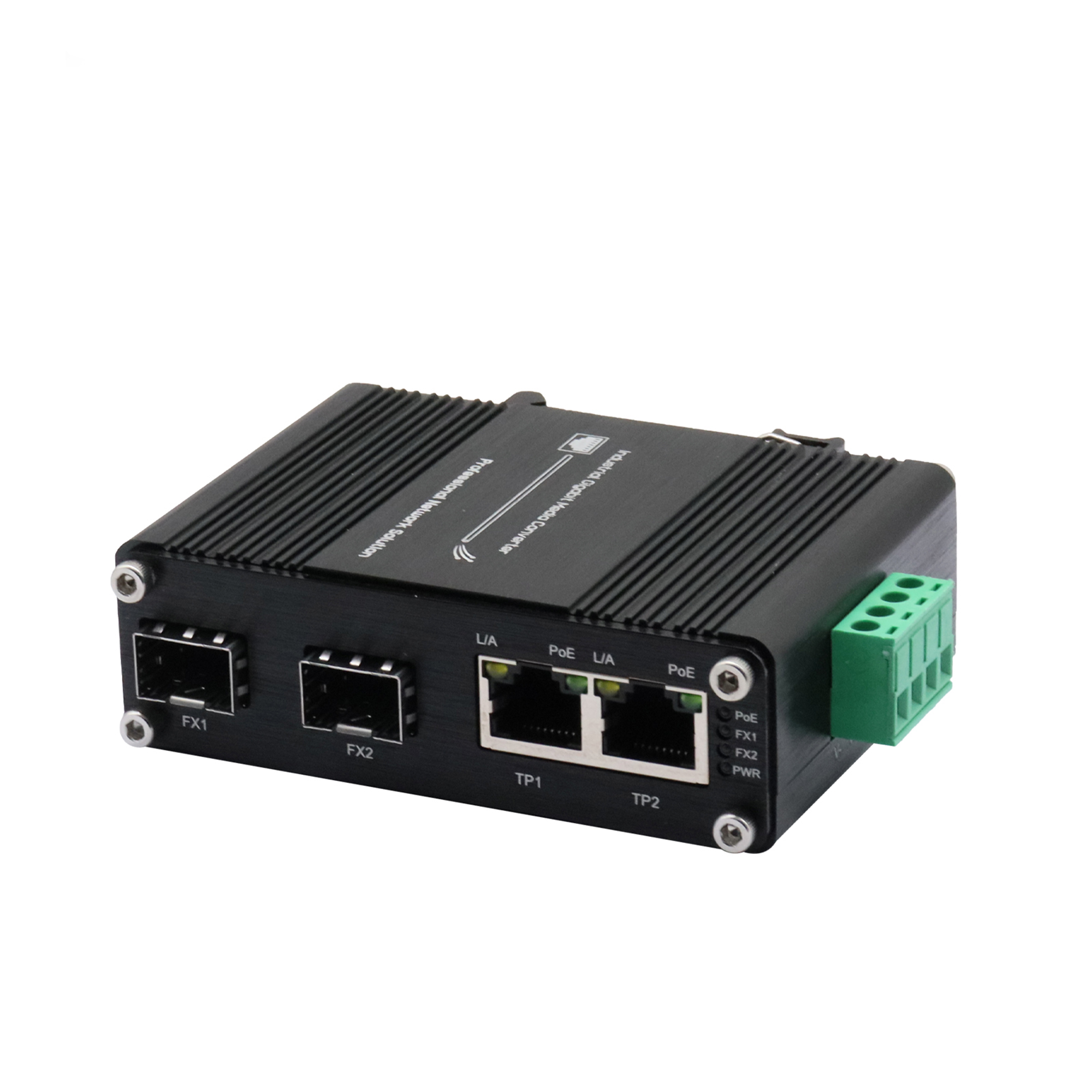 Mini Industrial 2-Port 10/100/1000Mbps IEEE 802.3af/at 189W PoE + 100/1000Base-X SFP Ethernet Switch with QoS and SNMP