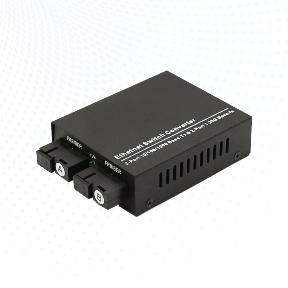 2 Port Fiber Optic Ethernet Switch Converter 1000Base-FX to 10/100/1000Base-TX SC Fiber Media Converter for Network