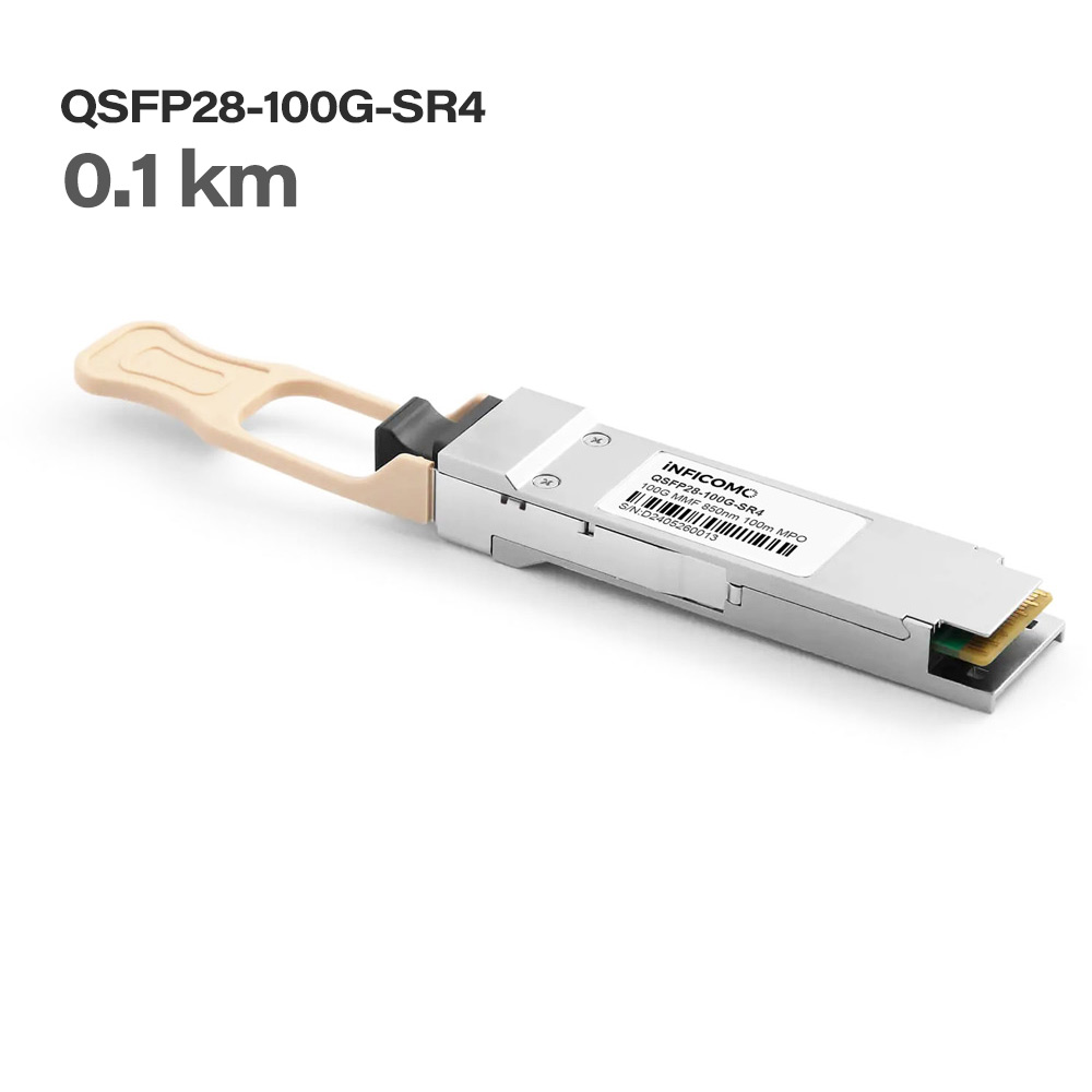 QSFP28-100G-SR4 850nm 100m OM4 DOM MPO-12/UPC MMF 100G QSFP28 Fiber Optic Transceiver Module for AI Data Center